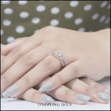 2.05 Carat (ctw) 10K Rose Gold Round Cubic Zirconia Engagement Ring With Double Band Set 2 CT