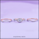 2.05 Carat (ctw) 10K Rose Gold Round Cubic Zirconia Engagement Ring With Double Band Set 2 CT