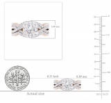 2.05 Carat (ctw) 10K Rose Gold Round Cubic Zirconia Engagement Ring With Double Band Set 2 CT
