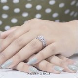 2.05 Carat (ctw) 10K White Gold Round Cubic Zirconia Engagement Ring With Double Band Set 2 CT