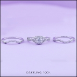 2.05 Carat (ctw) 10K White Gold Round Cubic Zirconia Engagement Ring With Double Band Set 2 CT