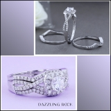 2.05 Carat (ctw) 10K White Gold Round Cubic Zirconia Engagement Ring With Double Band Set 2 CT