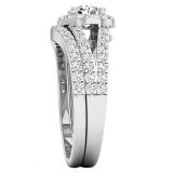 1.10 Carat (ctw) 18K White Gold Round Diamond Split Shank Halo Bridal Engagement Ring Set 1 CT