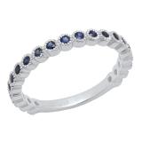 14K White Gold Round Blue Sapphire Stackable Wedding Eternity Band Ring