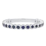 14K White Gold Round Blue Sapphire Stackable Wedding Eternity Band Ring