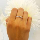 14K White Gold Round Blue Sapphire Stackable Wedding Eternity Band Ring