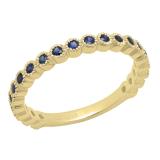 14K Yellow Gold Round Blue Sapphire Stackable Wedding Eternity Band Ring