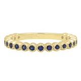 14K Yellow Gold Round Blue Sapphire Stackable Wedding Eternity Band Ring