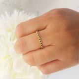 14K Yellow Gold Round Blue Sapphire Stackable Wedding Eternity Band Ring