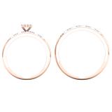 0.08 Carat (ctw) 10K Rose Gold Round Diamond Ladies & Mens Engagement Ring Trio Set Band
