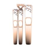 0.08 Carat (ctw) 10K Rose Gold Round Diamond Ladies & Mens Engagement Ring Trio Set Band