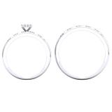 0.08 Carat (ctw) 10K White Gold Round Diamond Ladies & Mens Engagement Ring Trio Set Band