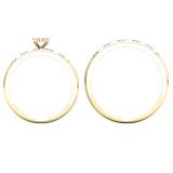 0.08 Carat (ctw) 10K Yellow Gold Round Diamond Ladies & Mens Engagement Ring Trio Set Band