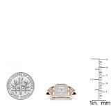 0.35 Carat (ctw) 10K Rose Gold Round White Diamond Bridal Halo Engagement Ring Set