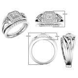0.35 Carat (ctw) 10K White Gold Round White Diamond Bridal Halo Engagement Ring Set