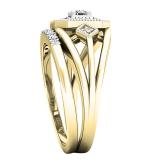 0.35 Carat (ctw) 10K Yellow Gold Round White Diamond Bridal Halo Engagement Ring Set