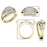 0.35 Carat (ctw) 10K Yellow Gold Round White Diamond Bridal Halo Engagement Ring Set