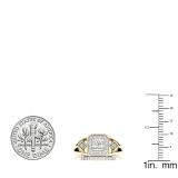 0.35 Carat (ctw) 10K Yellow Gold Round White Diamond Bridal Halo Engagement Ring Set