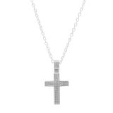 0.48 Carat (ctw) 14K White Gold Round Diamond Men's Cross Pendant 1/2 CT (Silver Chain Included)