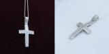0.48 Carat (ctw) 14K White Gold Round Diamond Men's Cross Pendant 1/2 CT (Silver Chain Included)