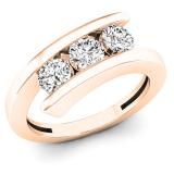 0.95 Carat (ctw) 10K Rose Gold Round Diamond Ladies Bridal 3 Stone Engagement Ring 1 CT