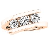 0.95 Carat (ctw) 10K Rose Gold Round Diamond Ladies Bridal 3 Stone Engagement Ring 1 CT