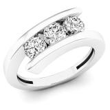 0.95 Carat (ctw) 10K White Gold Round Diamond Ladies Bridal 3 Stone Engagement Ring 1 CT