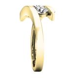 0.95 Carat (ctw) 10K Yellow Gold Round Diamond Ladies Bridal 3 Stone Engagement Ring 1 CT