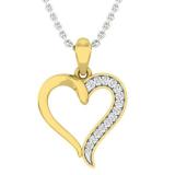 0.11 Carat (ctw) Yellow Gold Plated Sterling Silver Round White Diamond Ladies Heart Pendant
