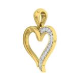 0.11 Carat (ctw) Yellow Gold Plated Sterling Silver Round White Diamond Ladies Heart Pendant