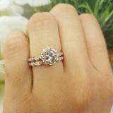 18K Rose Gold 5.5 MM Cushion Aquamarine & Round Diamond Ladies Halo Engagement Ring Set