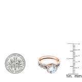 18K Rose Gold 5.5 MM Cushion Aquamarine & Round Diamond Ladies Halo Engagement Ring Set