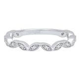 0.10 Carat (ctw) 10K White Gold Round White Diamond Ladies Wedding Stackable Band 1/10 CT