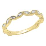 0.10 Carat (ctw) 10K Yellow Gold Round White Diamond Ladies Wedding Stackable Band 1/10 CT