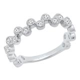 0.50 Carat (ctw) 10K White Gold Round Diamond Ladies Wedding Anniversary Stackable Band 1/2 CT