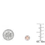 Sterling Silver 6 MM Each Round Morganite & White Cubic Zirconia Ladies Halo Style Stud Earrings