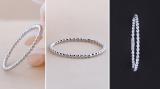 10K White Gold Beaded Style Ladies Ball Chain Design Wedding Band