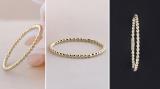 10K Yellow Gold Beaded Style Ladies Ball Chain Design Wedding Band