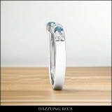 0.50 Carat (ctw) 10K White Gold Round Blue & White Diamond Ladies Wedding Band Guard Ring