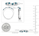 0.50 Carat (ctw) 10K White Gold Round Blue & White Diamond Ladies Wedding Band Guard Ring