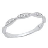 0.05 Carat (ctw) 10K White Gold Round Diamond Ladies Anniversary Wedding Stackable Band