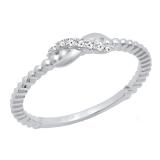 0.05 Carat (ctw) 10K White Gold Round Diamond Beaded Style Infinity Ladies Ball Design Wedding Band