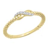 0.05 Carat (ctw) 10K Yellow Gold Round Diamond Beaded Style Infinity Ladies Ball Design Wedding Band