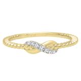 0.05 Carat (ctw) 10K Yellow Gold Round Diamond Beaded Style Infinity Ladies Ball Design Wedding Band