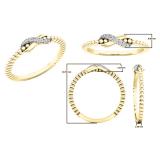 0.05 Carat (ctw) 10K Yellow Gold Round Diamond Beaded Style Infinity Ladies Ball Design Wedding Band