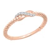 0.05 Carat (ctw) 18K Rose Gold Round Diamond Beaded Style Infinity Ladies Ball Design Wedding Band