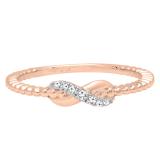 0.05 Carat (ctw) 18K Rose Gold Round Diamond Beaded Style Infinity Ladies Ball Design Wedding Band