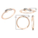 0.05 Carat (ctw) 18K Rose Gold Round Diamond Beaded Style Infinity Ladies Ball Design Wedding Band