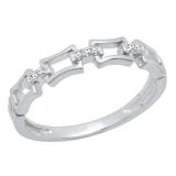 0.03 Carat (ctw) 10K White Gold Round Diamond Ladies Chain Link Wedding Band