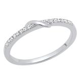 0.10 Carat (ctw) 10K White Gold Round White Diamond Ladies Anniversary Wedding Band 1/10 CT